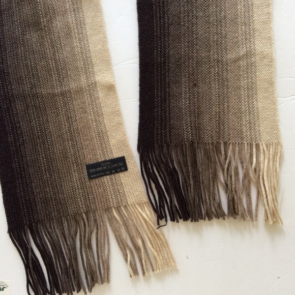 ITALIAN WOOL BROWN OMBRÉ FRINGE SCARF… - Picture 5 of 8